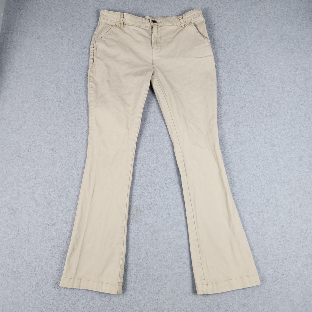 Old Navy Boot-Cut Pants Juniors 18 Tan Cotton Stretch Boho High Waisted‎ Zip Fly